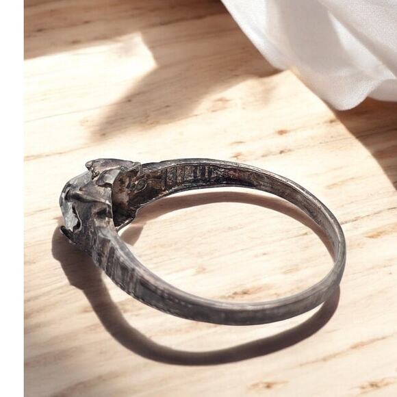 Medieval Revival Solitaire Ring – Sterling Silver Clear Faceted Stone Size 4.75 - Picture 3 of 7